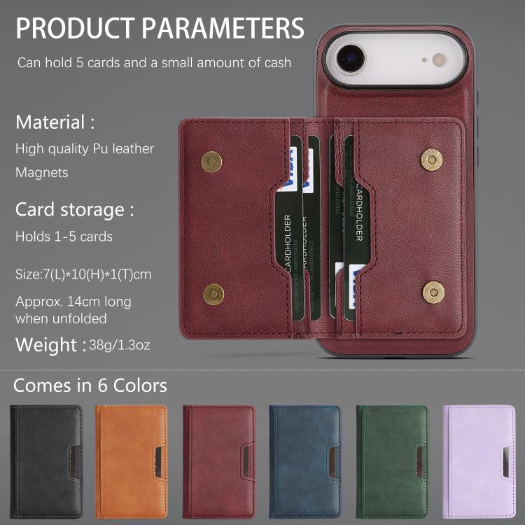 For iPhone Air Kalebol Strong MagSafe Magnetic Two-Fold Card Bag Leather Phone Case