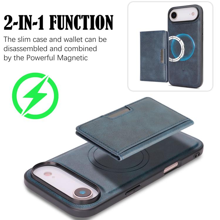 For iPhone Air Kalebol Strong MagSafe Magnetic Two-Fold Card Bag Leather Phone Case