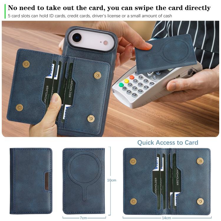 For iPhone Air Kalebol Strong MagSafe Magnetic Two-Fold Card Bag Leather Phone Case