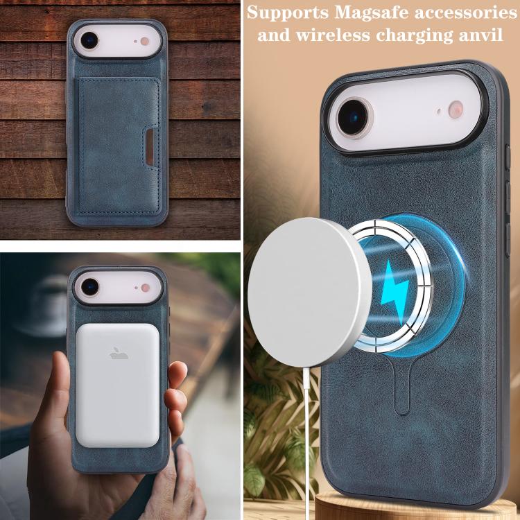 For iPhone Air Kalebol Strong MagSafe Magnetic Two-Fold Card Bag Leather Phone Case