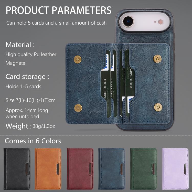 For iPhone Air Kalebol Strong MagSafe Magnetic Two-Fold Card Bag Leather Phone Case