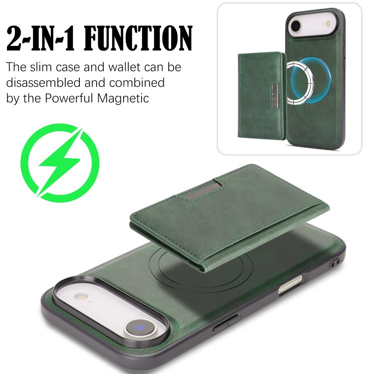 For iPhone Air Kalebol Strong MagSafe Magnetic Two-Fold Card Bag Leather Phone Case