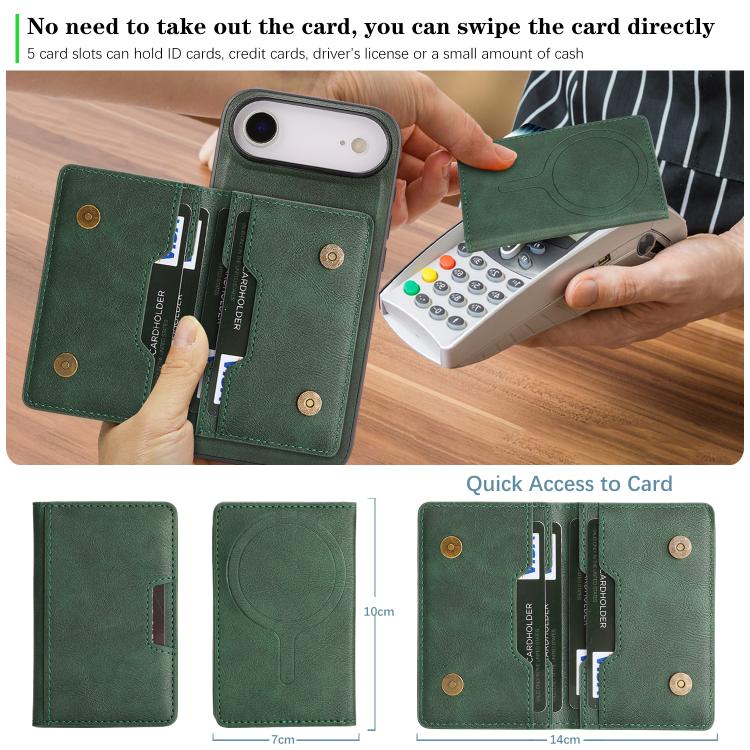 For iPhone Air Kalebol Strong MagSafe Magnetic Two-Fold Card Bag Leather Phone Case
