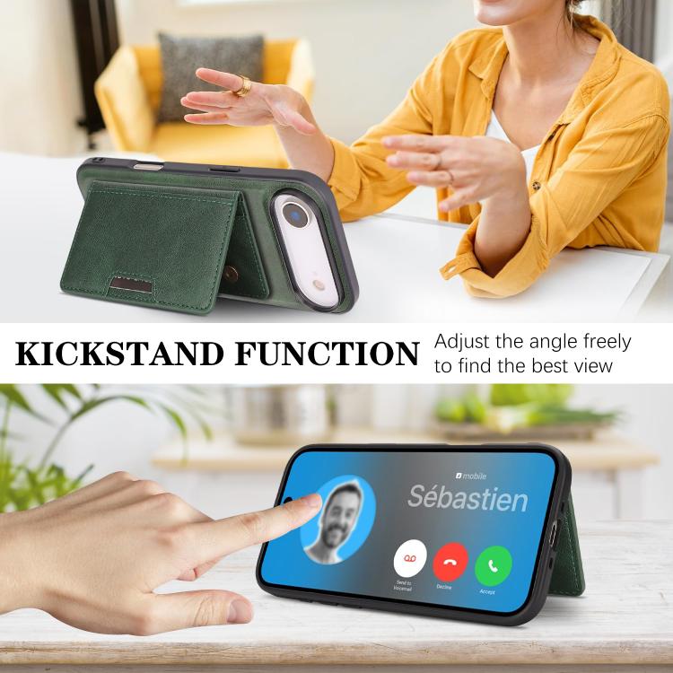 For iPhone Air Kalebol Strong MagSafe Magnetic Two-Fold Card Bag Leather Phone Case