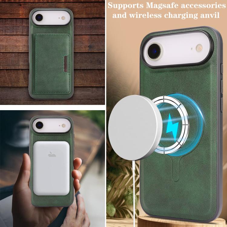 For iPhone Air Kalebol Strong MagSafe Magnetic Two-Fold Card Bag Leather Phone Case