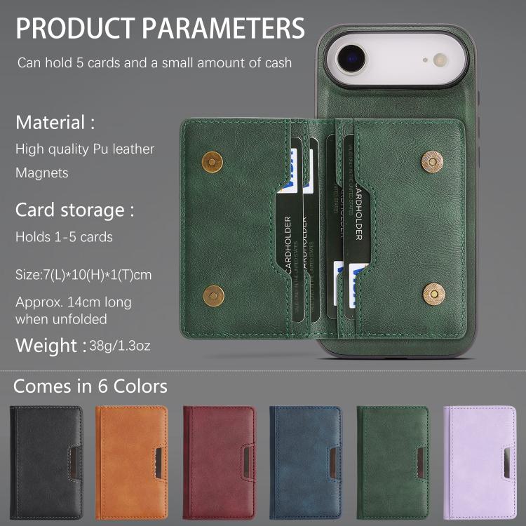 For iPhone Air Kalebol Strong MagSafe Magnetic Two-Fold Card Bag Leather Phone Case