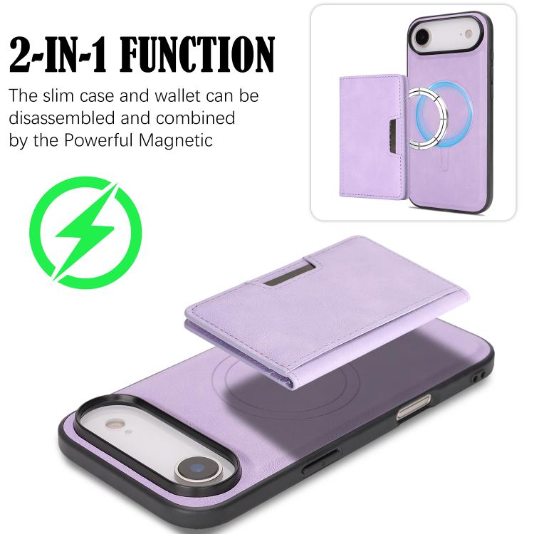 For iPhone Air Kalebol Strong MagSafe Magnetic Two-Fold Card Bag Leather Phone Case