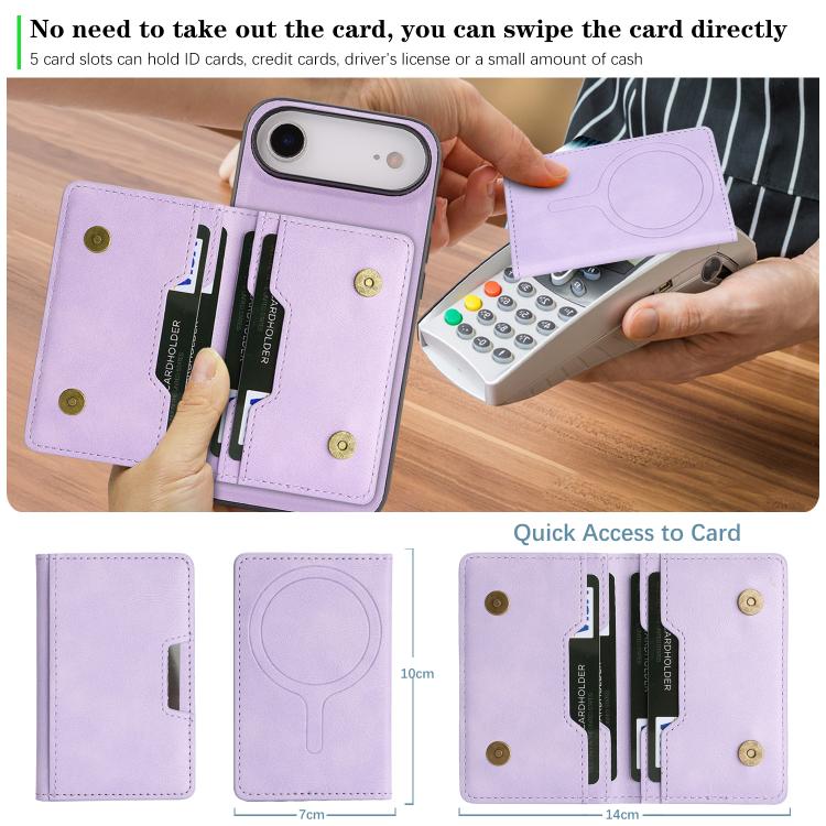 For iPhone Air Kalebol Strong MagSafe Magnetic Two-Fold Card Bag Leather Phone Case