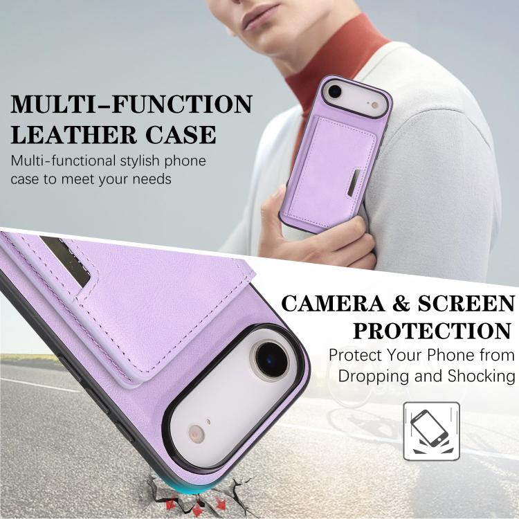 For iPhone Air Kalebol Strong MagSafe Magnetic Two-Fold Card Bag Leather Phone Case