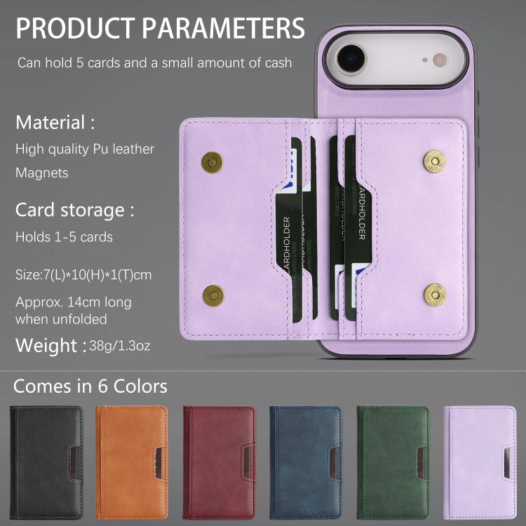 For iPhone Air Kalebol Strong MagSafe Magnetic Two-Fold Card Bag Leather Phone Case
