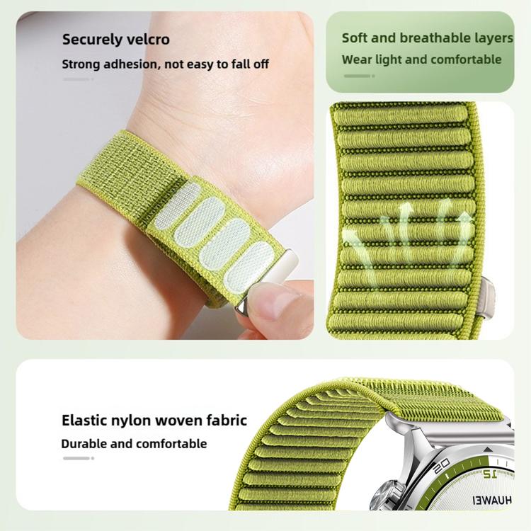 22mm Woven Nylon Hook And Loop Fastener Metal Interface Watch Band