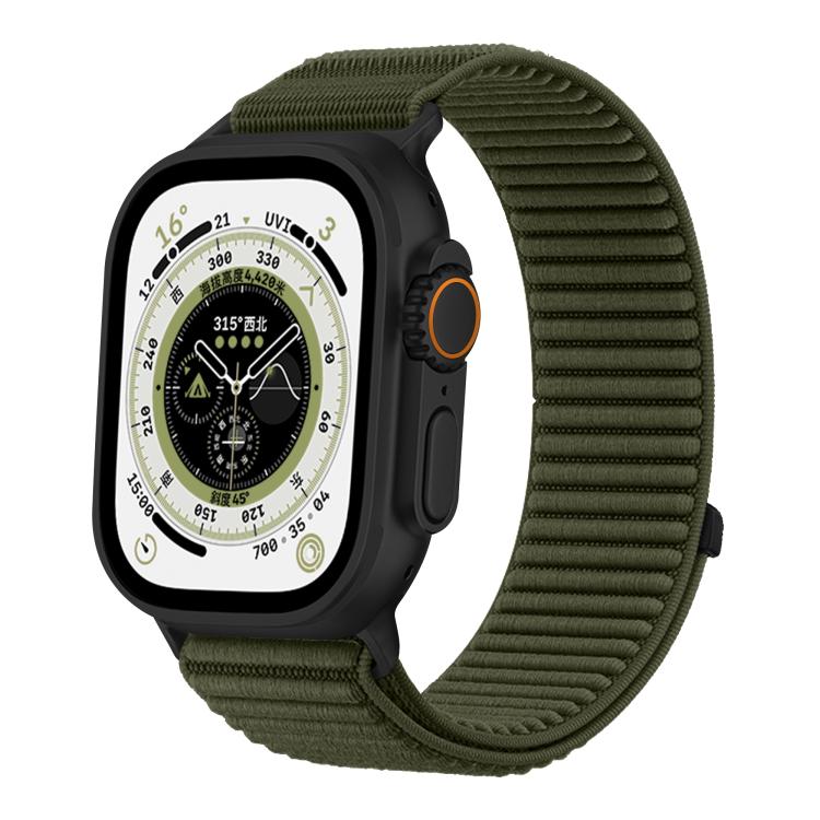 For Apple Watch 46mm / 49mm / 45mm / 44mm Woven Nylon Hook And Loop Fastener Metal Interface Watch Band