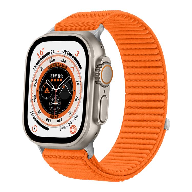 For Apple Watch 46mm / 49mm / 45mm / 44mm Woven Nylon Hook And Loop Fastener Metal Interface Watch Band
