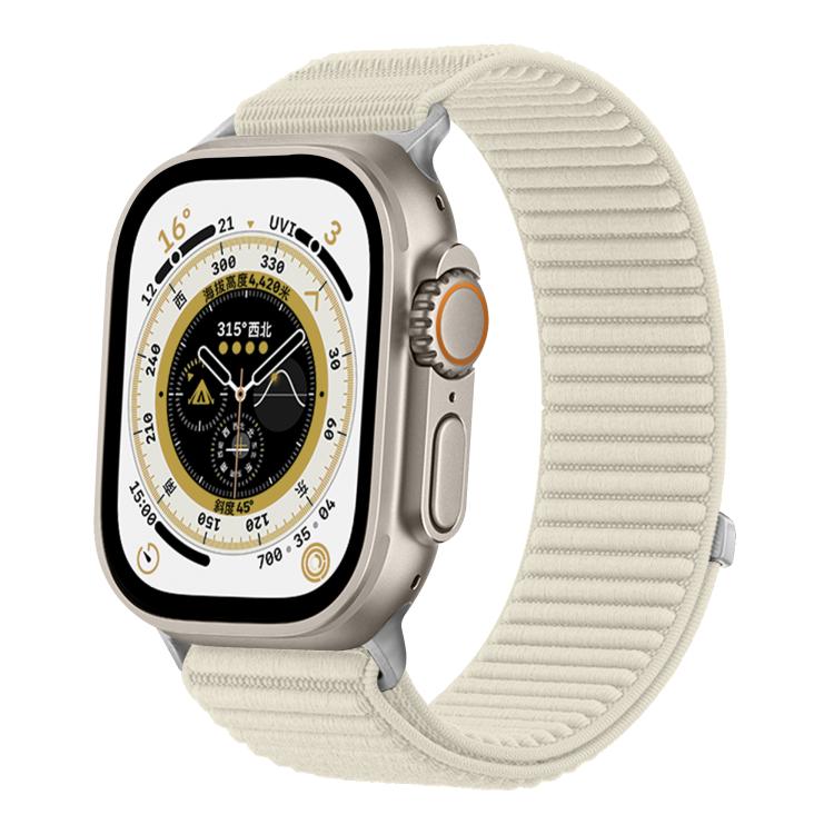 For Apple Watch 46mm / 49mm / 45mm / 44mm Woven Nylon Hook And Loop Fastener Metal Interface Watch Band