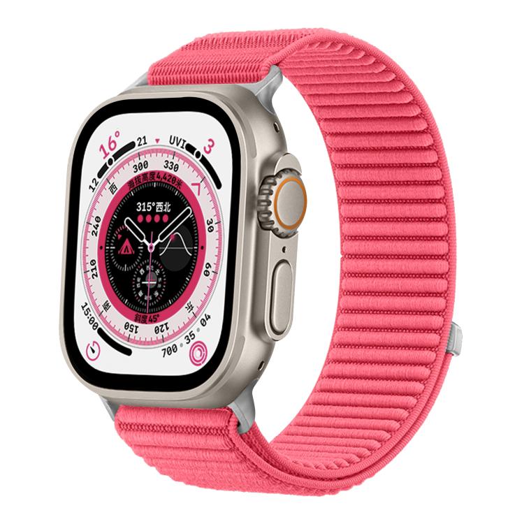 For Apple Watch 46mm / 49mm / 45mm / 44mm Woven Nylon Hook And Loop Fastener Metal Interface Watch Band
