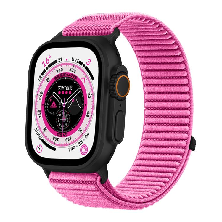 For Apple Watch 46mm / 49mm / 45mm / 44mm Woven Nylon Hook And Loop Fastener Metal Interface Watch Band