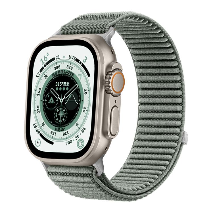 For Apple Watch 46mm / 49mm / 45mm / 44mm Woven Nylon Hook And Loop Fastener Metal Interface Watch Band