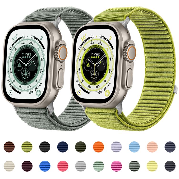 For Apple Watch 46mm / 49mm / 45mm / 44mm Woven Nylon Hook And Loop Fastener Metal Interface Watch Band