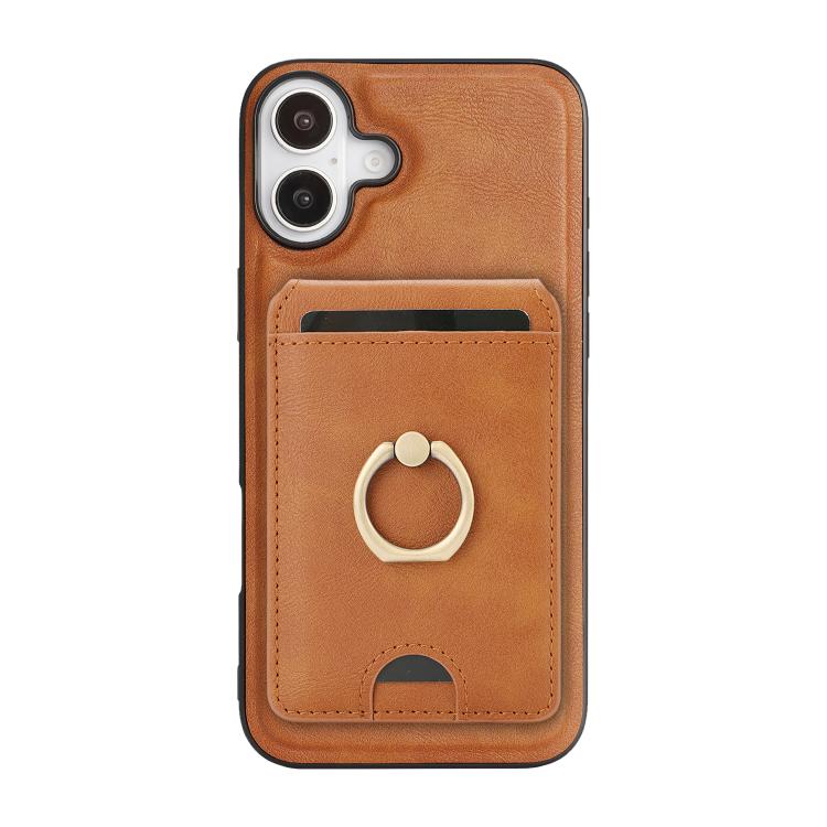 For iPhone 17 Kalebol Strong MagSafe Ring Magnetic Card Bag Holder Leather Phone Case