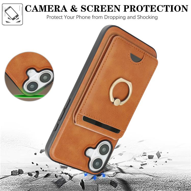 For iPhone 17 Kalebol Strong MagSafe Ring Magnetic Card Bag Holder Leather Phone Case