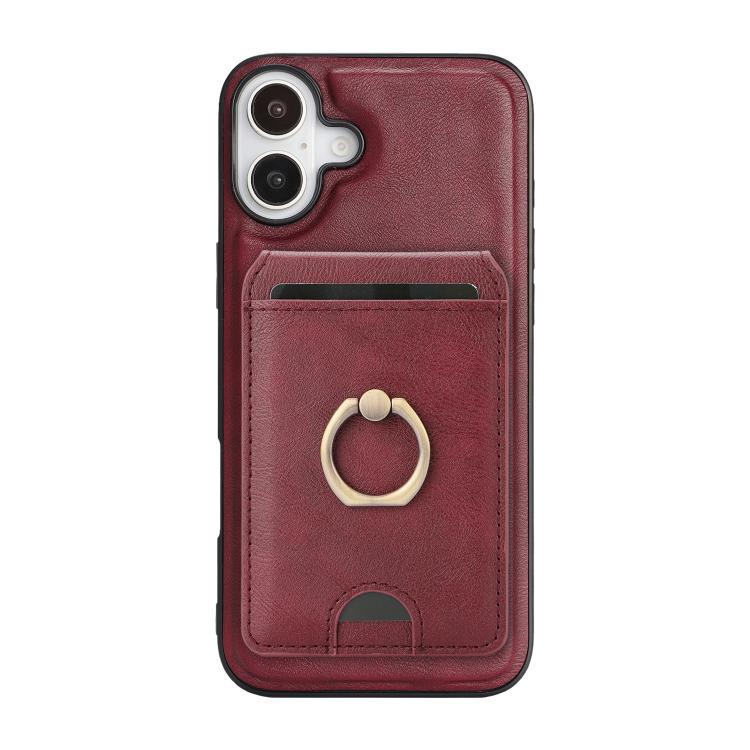 For iPhone 17 Kalebol Strong MagSafe Ring Magnetic Card Bag Holder Leather Phone Case