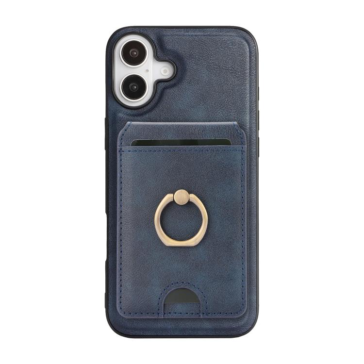 For iPhone 17 Kalebol Strong MagSafe Ring Magnetic Card Bag Holder Leather Phone Case