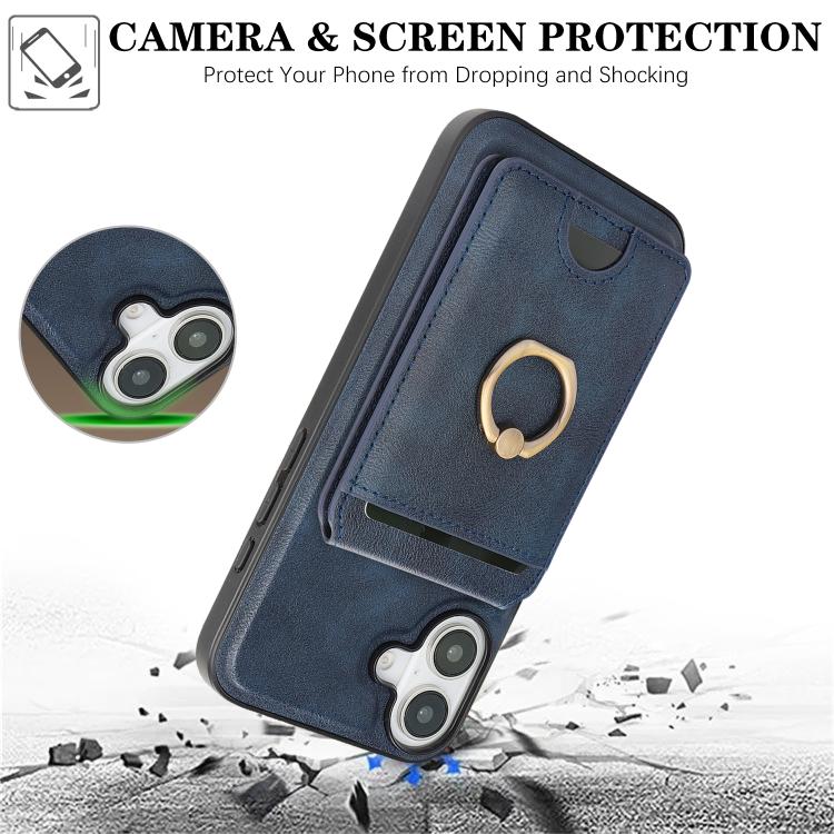 For iPhone 17 Kalebol Strong MagSafe Ring Magnetic Card Bag Holder Leather Phone Case