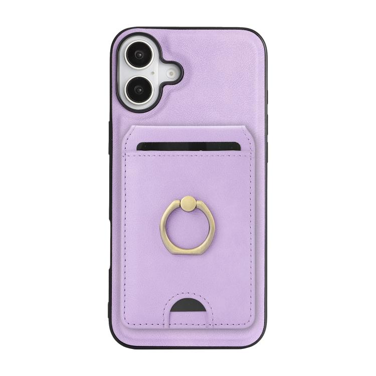 For iPhone 17 Kalebol Strong MagSafe Ring Magnetic Card Bag Holder Leather Phone Case