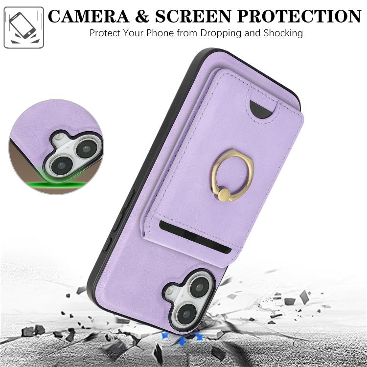 For iPhone 17 Kalebol Strong MagSafe Ring Magnetic Card Bag Holder Leather Phone Case