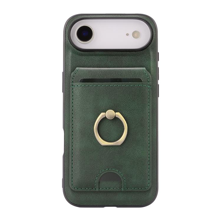 For iPhone Air Kalebol Strong MagSafe Ring Magnetic Card Bag Holder Leather Phone Case