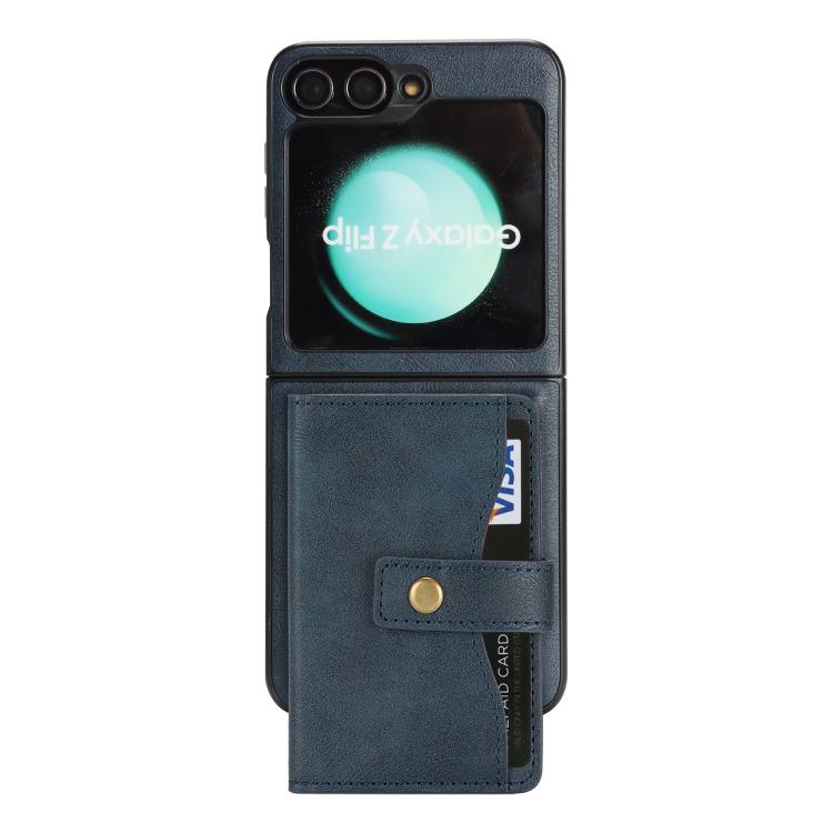 For Samsung Galaxy Z Flip6 / Flip7 FE Kalebol Magnetic Button Card Bag MagSafe Ring Leather Phone Case