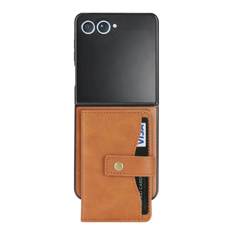 For Samsung Galaxy Z Flip7 Kalebol Magnetic Button Card Bag MagSafe Ring Leather Phone Case