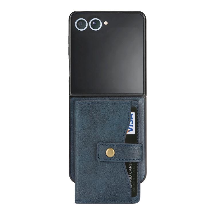 For Samsung Galaxy Z Flip7 Kalebol Magnetic Button Card Bag MagSafe Ring Leather Phone Case
