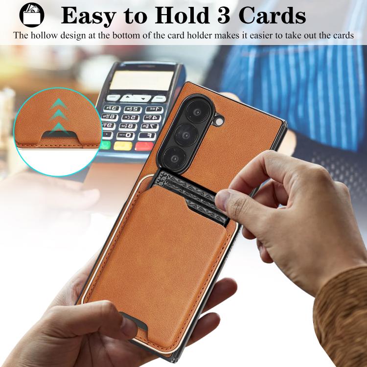 For Samsung Galaxy Z Fold7 Kalebol Slim MagSafe Ring Magnetic Card Bag Leather Phone Case