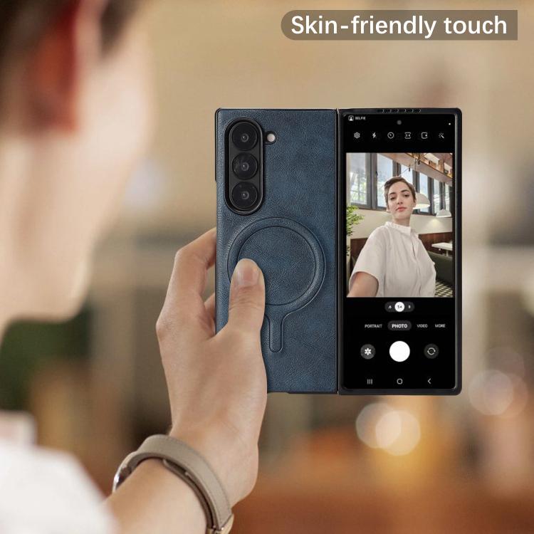 For Samsung Galaxy Z Fold7 Kalebol Slim MagSafe Ring Magnetic Card Bag Leather Phone Case
