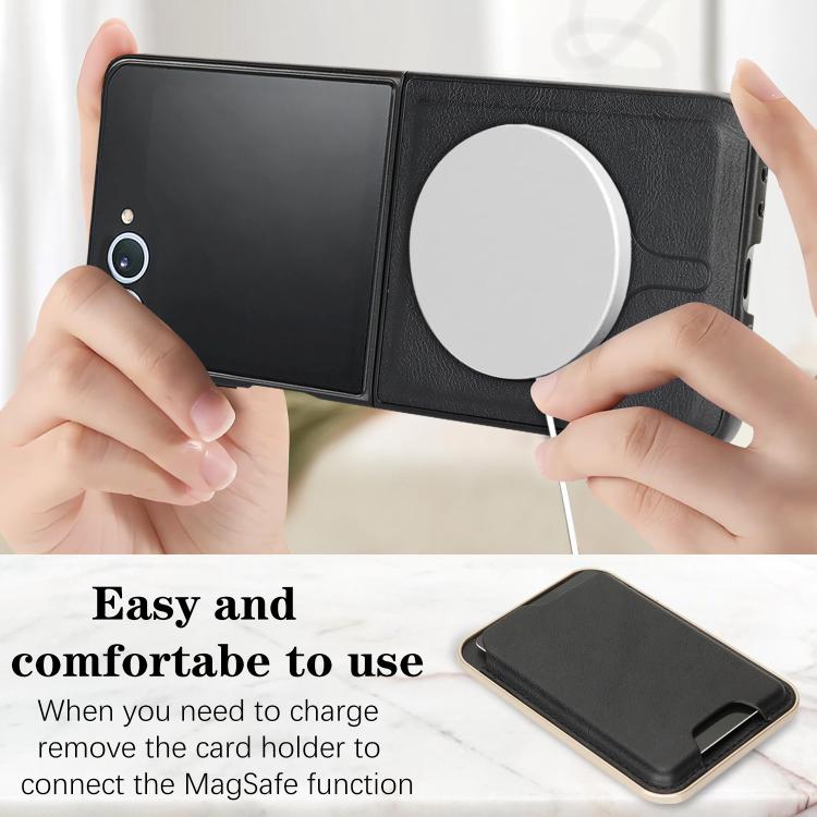 For Samsung Galaxy Z Flip7 Kalebol Slim MagSafe Ring Magnetic Card Bag Leather Phone Case