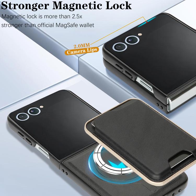 For Samsung Galaxy Z Flip7 Kalebol Slim MagSafe Ring Magnetic Card Bag Leather Phone Case