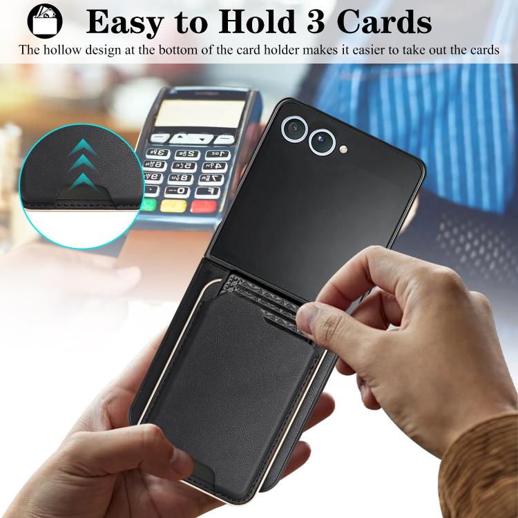 For Samsung Galaxy Z Flip7 Kalebol Slim MagSafe Ring Magnetic Card Bag Leather Phone Case