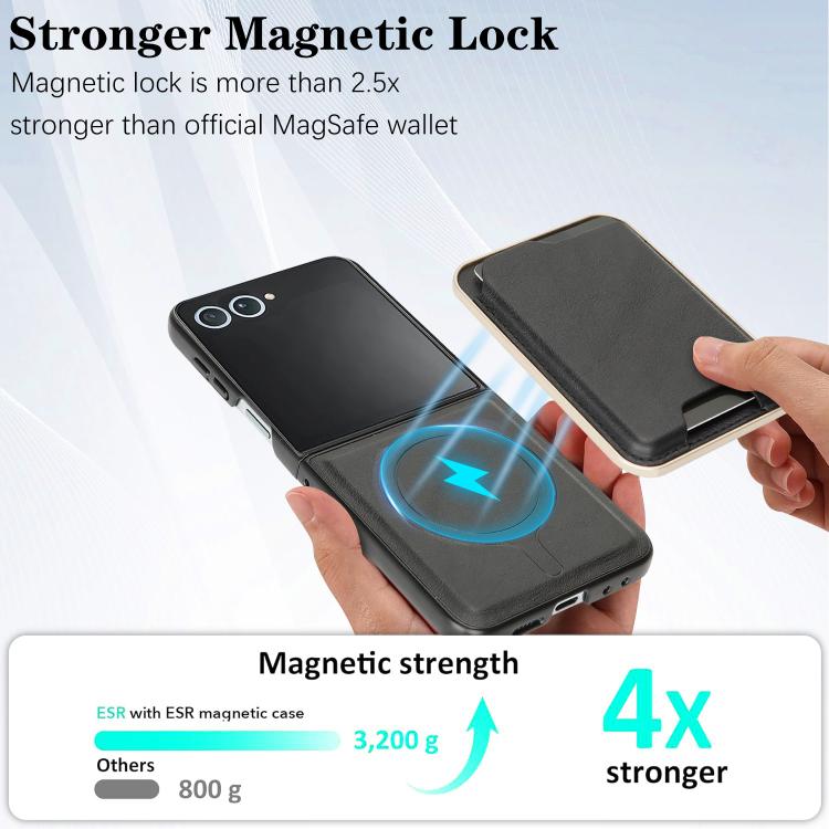 For Samsung Galaxy Z Flip7 Kalebol Slim MagSafe Ring Magnetic Card Bag Leather Phone Case