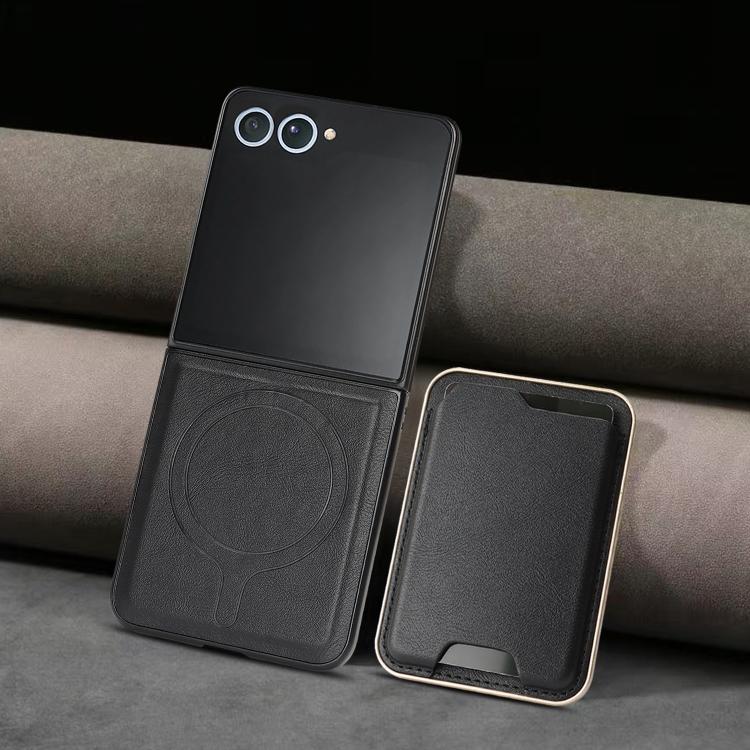 For Samsung Galaxy Z Flip7 Kalebol Slim MagSafe Ring Magnetic Card Bag Leather Phone Case
