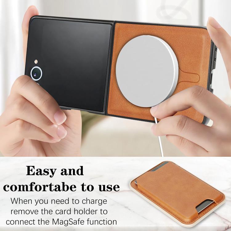 For Samsung Galaxy Z Flip7 Kalebol Slim MagSafe Ring Magnetic Card Bag Leather Phone Case