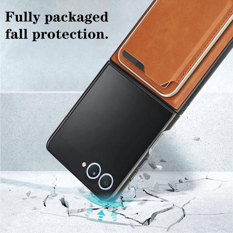 For Samsung Galaxy Z Flip7 Kalebol Slim MagSafe Ring Magnetic Card Bag Leather Phone Case
