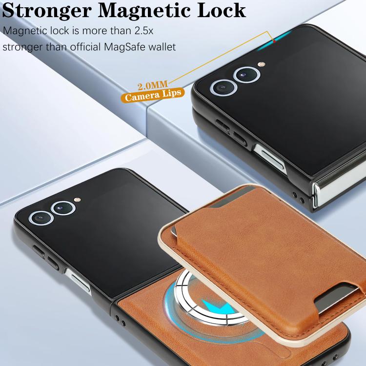 For Samsung Galaxy Z Flip7 Kalebol Slim MagSafe Ring Magnetic Card Bag Leather Phone Case
