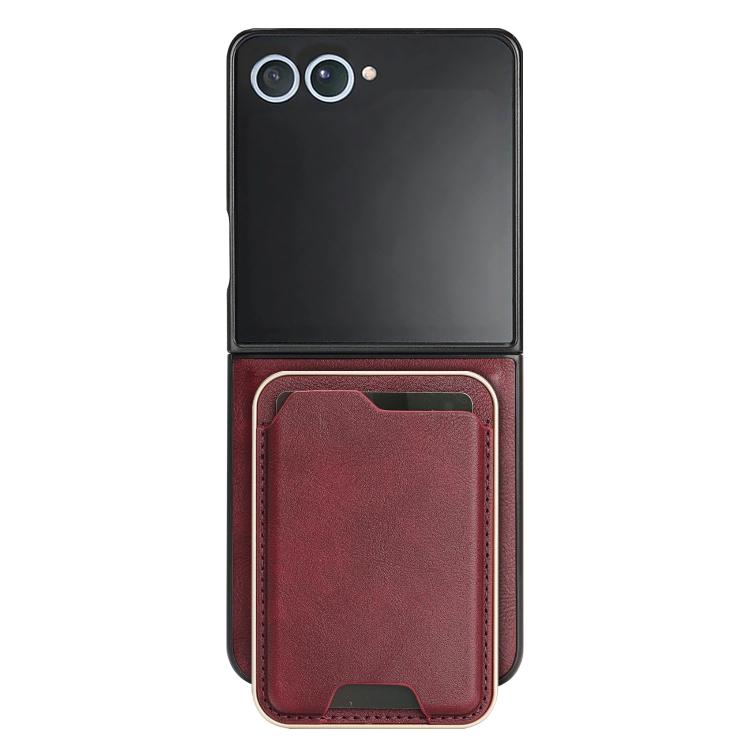 For Samsung Galaxy Z Flip7 Kalebol Slim MagSafe Ring Magnetic Card Bag Leather Phone Case