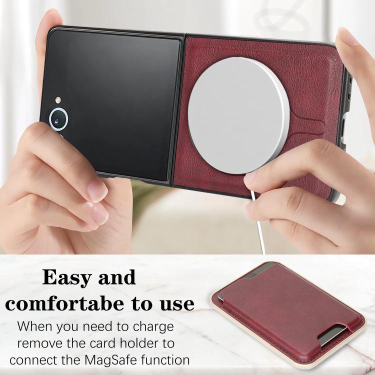 For Samsung Galaxy Z Flip7 Kalebol Slim MagSafe Ring Magnetic Card Bag Leather Phone Case