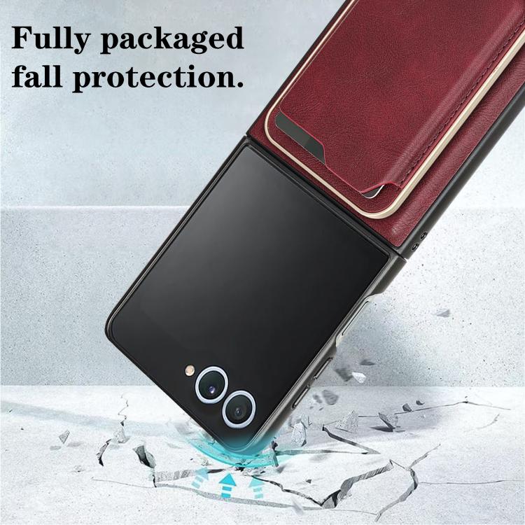 For Samsung Galaxy Z Flip7 Kalebol Slim MagSafe Ring Magnetic Card Bag Leather Phone Case