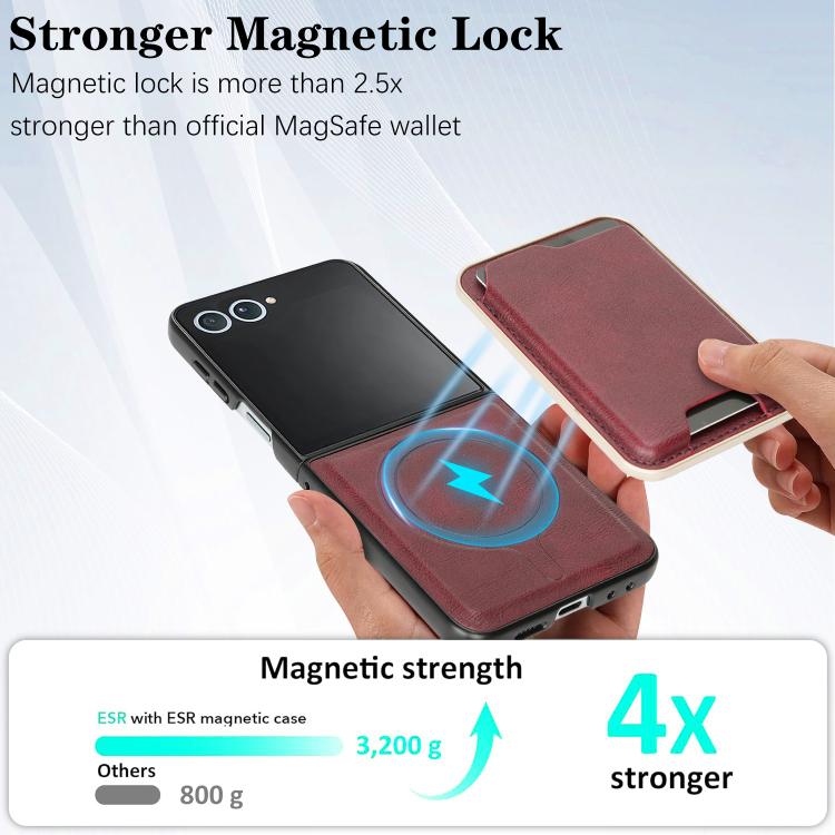 For Samsung Galaxy Z Flip7 Kalebol Slim MagSafe Ring Magnetic Card Bag Leather Phone Case
