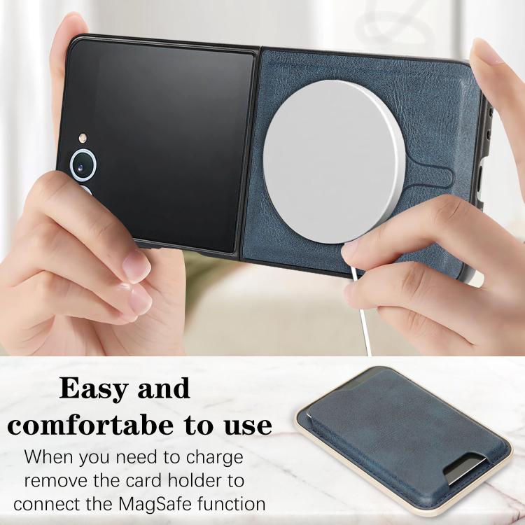 For Samsung Galaxy Z Flip7 Kalebol Slim MagSafe Ring Magnetic Card Bag Leather Phone Case