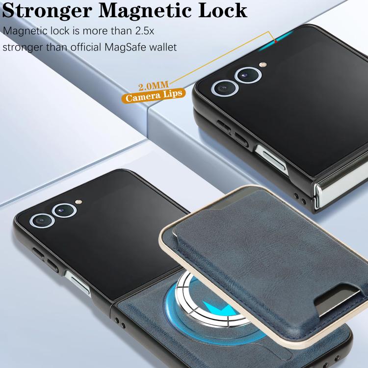 For Samsung Galaxy Z Flip7 Kalebol Slim MagSafe Ring Magnetic Card Bag Leather Phone Case