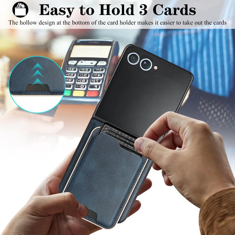 For Samsung Galaxy Z Flip7 Kalebol Slim MagSafe Ring Magnetic Card Bag Leather Phone Case